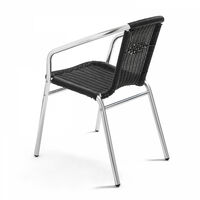 Table et 2 fauteuils de jardin en aluminium noir - Noir