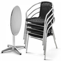 Table et 4 fauteuils de jardin en aluminium noir