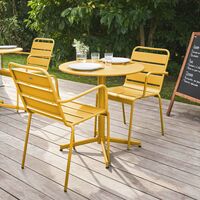 Palavas - Table de jardin inclinable et 2 fauteuils métal jaune