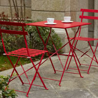 Table de jardin pliante bistrot en acier rouge - Rouge