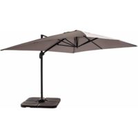 Oviala – Parasol déporté 4x3 m 360° inclinable – Toile 100% polyester UV50+ – Structure aluminium résistante – 4 dalles à lester incluses