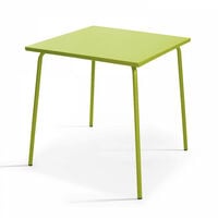 Palavas - Table de jardin carrée et 2 fauteuils acier vert - Vert