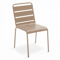 Oviala – Chaise de jardin en métal taupe – Acier thermolaqué – Résistante aux UV et à la rouille – Dimensions 42x53x83cm – Charge maximale 100kg