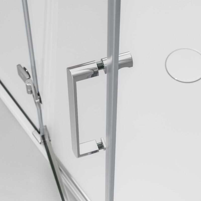 Doccia angolare con porta girevole su pannello fisso NT403 - vetro nano  trasparente da 8 mm - cerniera porta SINISTRA - larghezza selezionabile