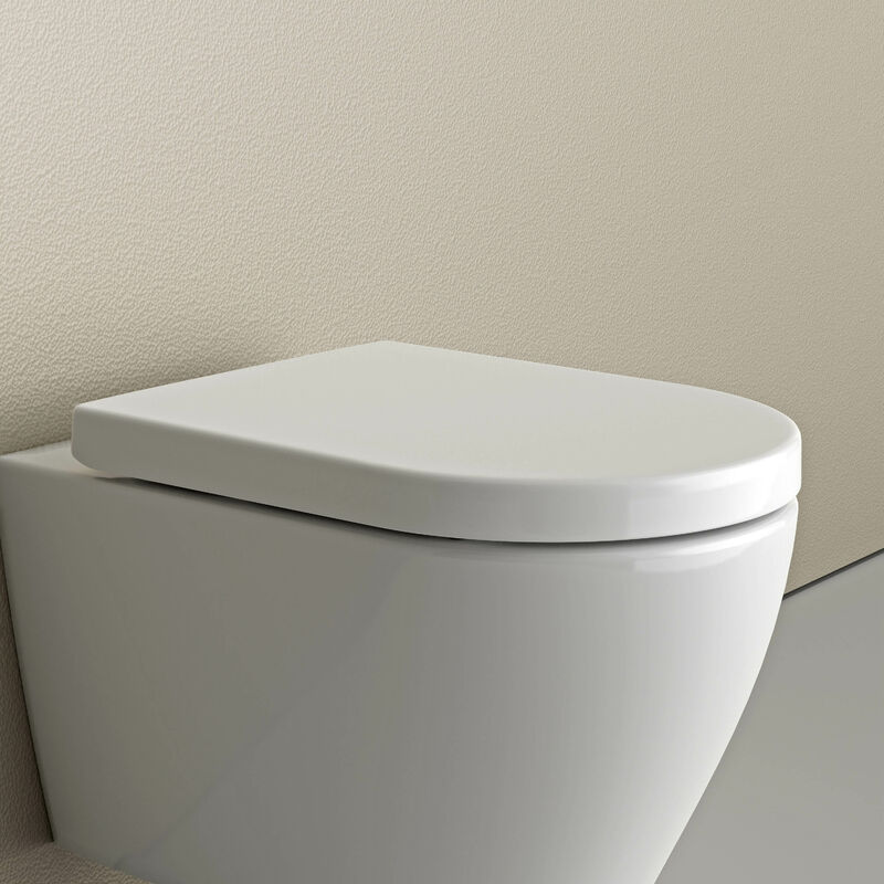 Coprivaso copriwater sedile tavoletta wc legno in mdf smaltato bianco  universale