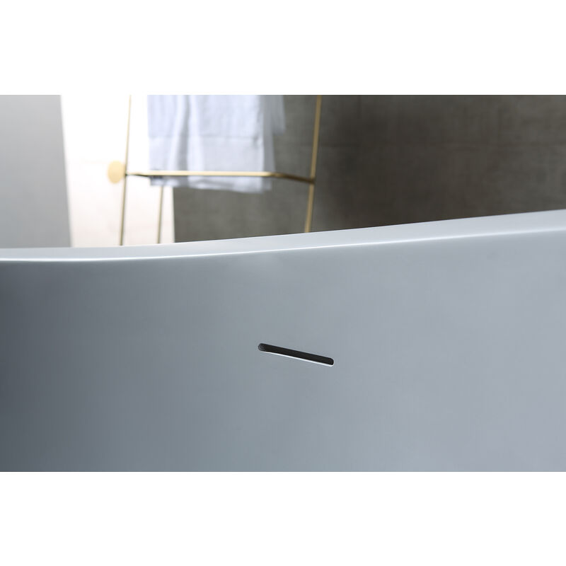 Vasca da bagno freestanding in Solid Stone, WAVE STONE grigio opaco  180x110cm senza coperchio supplementare