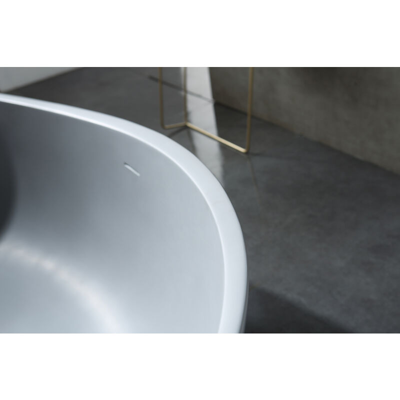 Vasca da bagno freestanding in Solid Stone, WAVE STONE grigio opaco  180x110cm senza coperchio supplementare