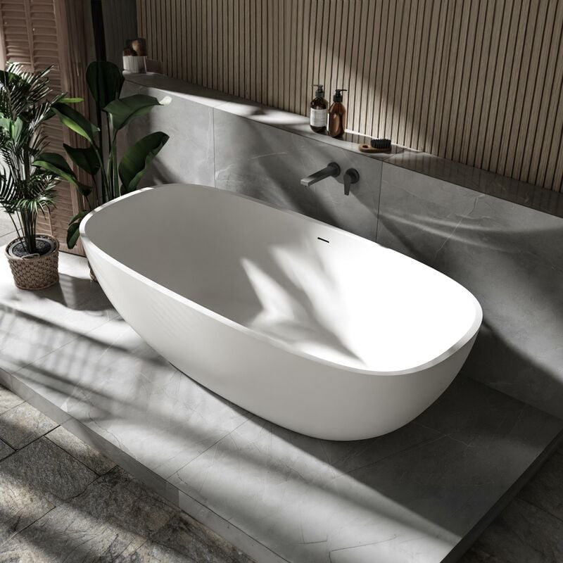 Vasca da bagno freestanding ovale con miscelatore bianca 170 x 80 cm  EMPRESA 