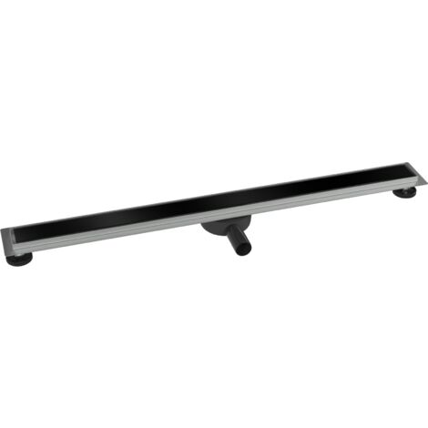 BERNSTEIN - Canalina per doccia walk-in in acciaio inox con sifone, piletta e sifone per odori - FlexGL01-3 - Vetro nero - 100cm 1000 mm