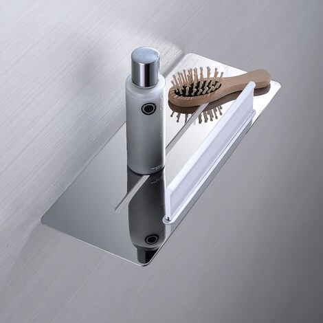 Mensola doccia DA809 in acciaio inox con spatola per doccia - colore  cromato e nero opaco selezionabile