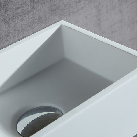 Lavabo sospeso o da appoggio PB2088 con vano portaoggetti laterale - Solid Stone – bianco opaco – 100 x 46 x 20 cm
