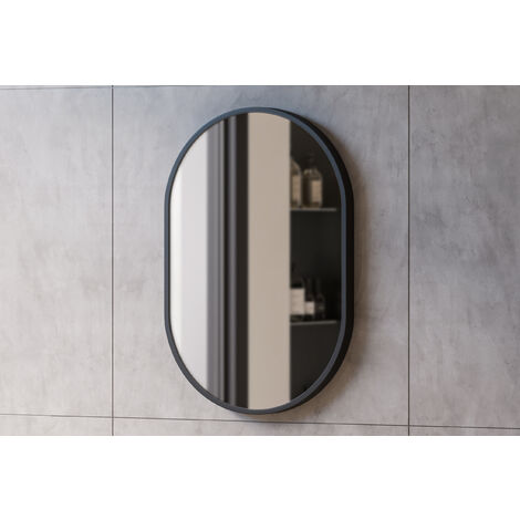 Specchio Ovale Da Bagno HARRITPURE – 43x76 Cm, Cornice In Alluminio Spazzolato, Montaggio Verticale O Orizzontale