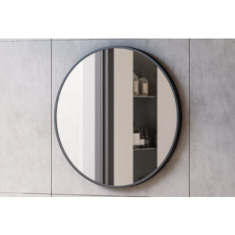 Specchio da bagno 8232 rotondo - colore e dimensioni della cornice  selezionabili nero, Ø 60cm (de)