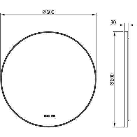 Specchio luminoso a LED 8232-2.0 rotondo con riscaldamento dello specchio, regolazione  della luce calda/fredda