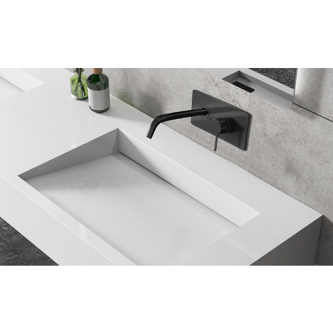 Miscelatore design nero opaco ad incasso stile industriale per lavabo