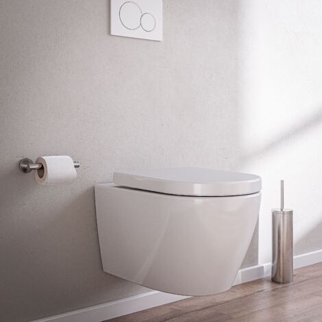 WC sospeso senza bordo B-8030R Bianco - con nano rivestimento - incl.  coperchio con chiusura soft-close