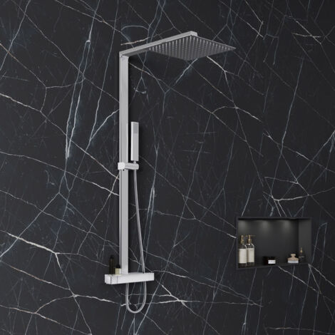 BERNSTEIN - Colonna doccia termostatica in acciaio inox + soffione 30x30cm - 112,5x50cm - NT6705C 30x30cm	30x30 cm