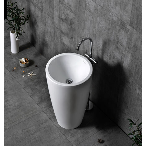 Lavabo totem TWZ16 di pietra solida (Solid Stone) - 50x50x90cm