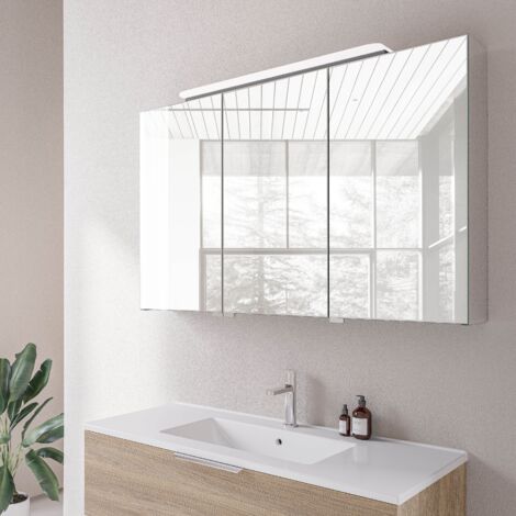 Armadio A Specchio Per Bagno Vienna HAPA Design - Alluminio Con Luci LED E Porte A Doppio Specchio Effetto 3D - 60x60 Cm, Pronto Da Montare, Con Presa Integrata - 6