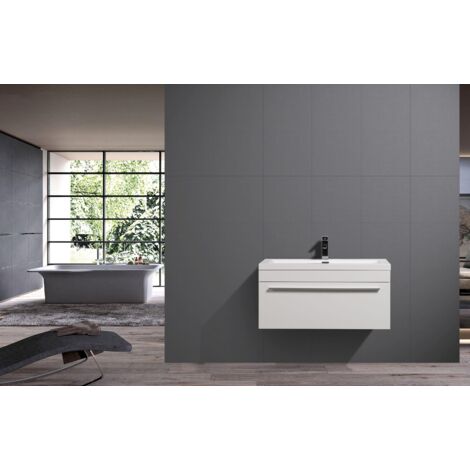 Set di mobili da bagno con lavandino e specchio Jnka bianco lucido L 64.5 cm | Leroy Merlin