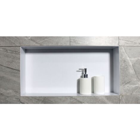 BERNSTEIN - Nicchia doccia a parete, mensola doccia in acciaio inox, senza bordo - 60x30x10cm - BS603010 Bianco	Bianco