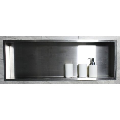 BERNSTEIN - Nicchia doccia, mensola da incasso per doccia in acciaio inox - 90x30x10cm - BS903010 Acciaio spazzolato Acciaio inossidabile spazzolato