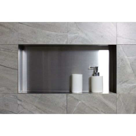 BERNSTEIN - Nicchia doccia, mensola da incasso doccia in acciaio inox, senza bordo - 60x30x10cm - BS603010 Acciaio spazzolato	Acciaio inossidabile spazzolato