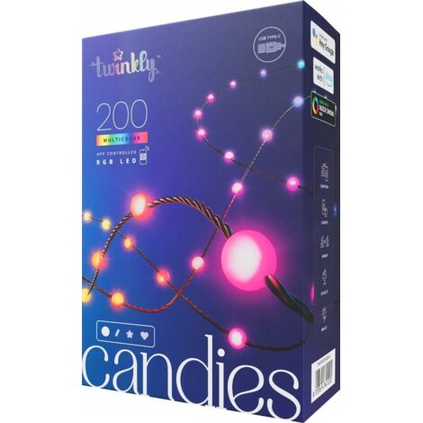Guirlande perle connectée IP20 12m 200 LEDS RGB fil vert TWINKLY CANDIES - TWINKLY
