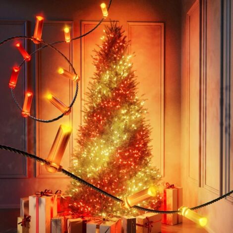 Guirlande LED Twinkly Candles 200 LED - 12 M, Forme Bougie, Multicolore RGB, Contrôle Via App Et Alexa, USB-C, Pour Décoration Intérieure Et Ambiance