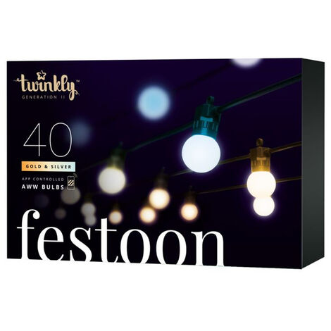 Guirlande guinguette connectée IP44 20m 40 LEDS blanc TWINKLY FESTOON - TWINKLY