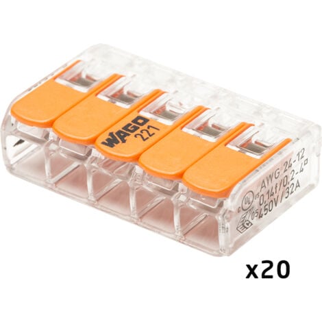 Pot de 100 bornes de connexion automatique S221 2,3 et 5 entrées - WAGO