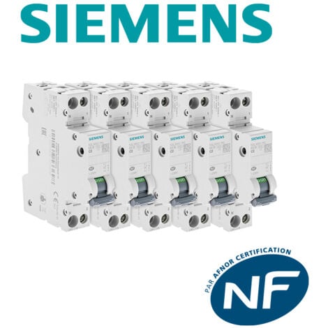 Lot de 5 Disjoncteurs électriques phase + neutre 2A - SIEMENS