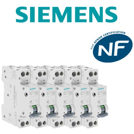Lot de 5 Disjoncteurs électriques phase + neutre 10A - SIEMENS
