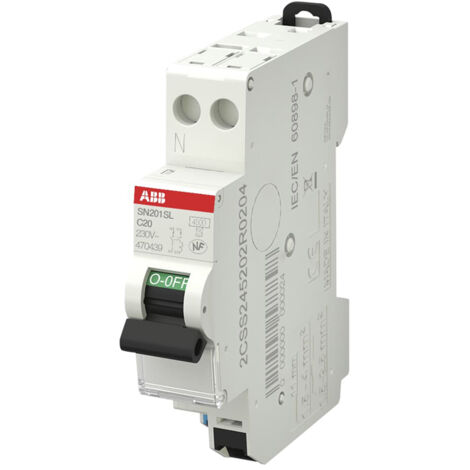 Disjoncteur modulaire phase neutre 20A 4.5kA automatique ABB