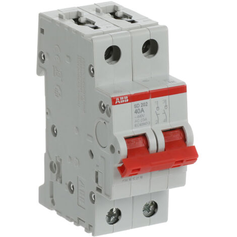 ABB – Interrupteur sectionneur 2 pôles 40A 462V – Montage rail DIN – Pour gestion sécurisée des charges électriques – 2CDD282101R0040