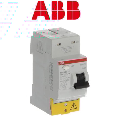 Interrupteur différentiel raccordement Rapide 40A 30mA Type A - ABB