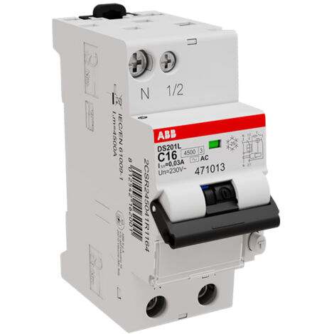 Disjoncteur différentiel DS201 L C16 AC30 - ABB