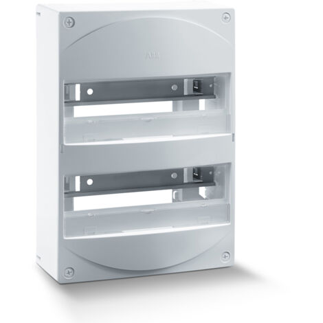 ABB – Coffret électrique apparent 2 rangées – Montage en saillie – Bonier phase, terre et neutre inclus – Tableau équipé pour installation facile
