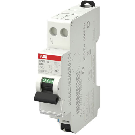 ABB – Disjoncteur moteur 10A 4.5kA – 1 Pôle + Neutre – Courbe C – Tension 230V AC – Indice de protection IP20 – Installation sur rail DIN