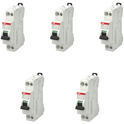 ABB – Lot de 5 disjoncteurs unipolaires 16A – Courbe C – Raccordement à vis – Pouvoir de coupure 4,5kA – Pour petits bâtiments (1/3)