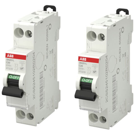 Lot de 2 disjoncteurs Ph+N raccordement Vis 20A-4,5Ka - Courbe  C - ABB
