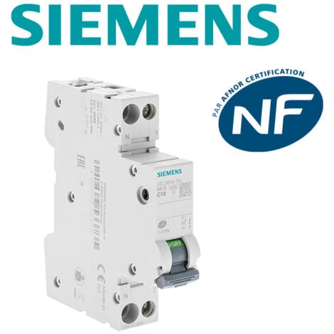 Disjoncteur 10A Ph+N courbe C 4.5kA 230V - SIEMENS