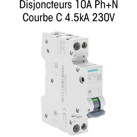 Disjoncteur 10A Ph+N courbe C 4.5kA 230V - SIEMENS