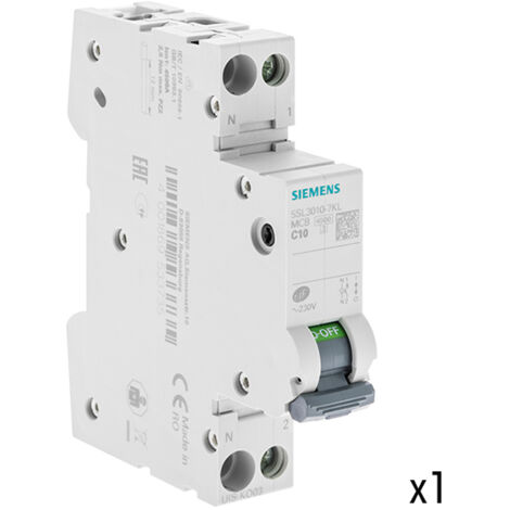 Disjoncteur 10A Ph+N courbe C 4.5kA 230V - SIEMENS