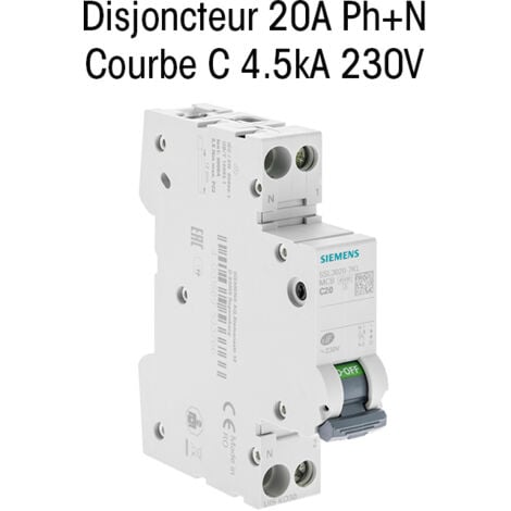 Disjoncteur 20A Ph+N courbe C 4.5kA 230V - SIEMENS
