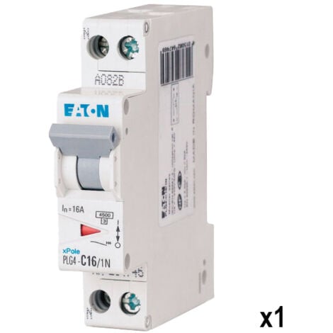Disjoncteur 16A PLG, Ph+N 4,5kA (EN 60898) courbe C - EATON