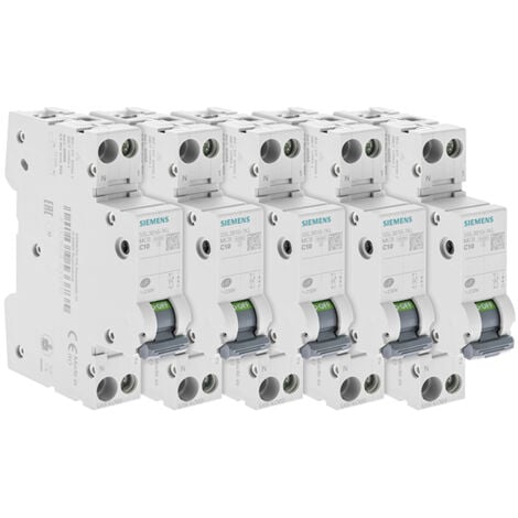 Lot de 5 Disjoncteurs électriques phase + neutre 20A - SIEMENS