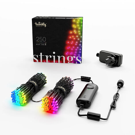 Twinkly Strings – Guirlande Lumineuse à LED Contrôlée par Application avec 250 LED RVB 20 Mètres. Fil Noir. Intérieur et Extérieur - TWINKLY