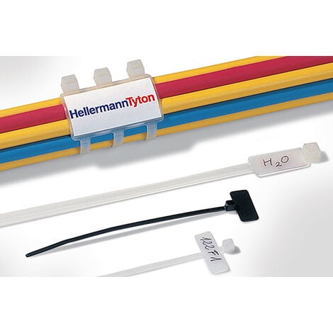 Lot de 10 étiquettes d'identification 203x4,6mm avec colliers + un stylo indélébile inclus -HellermannTyton