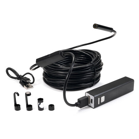 Caméra d'inspection HD 10 m – Câble semi-rigide – Résolution 2.0 MP – Éclairage LED réglable – Angle de vue 70° – Hellermanntyton (1/7)
